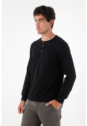 Tennis Camiseta De Manga Larga Negra Para Hombre