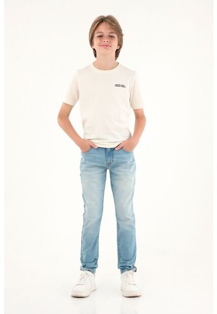 Jean Slim Tono Claro Con Arrugas 3D Para Niño