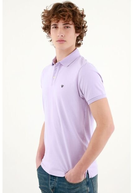 Polo Morada  Lycra-Algodón Para Hombre