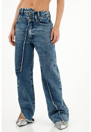 Jean Azul Desflecado Para Mujer