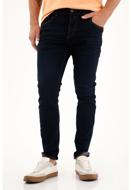 Jean Skinny Azul Oscuro Para Hombre