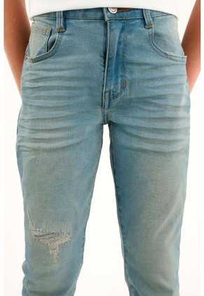 Jean Slim Tono Claro Con Roto Para Niño