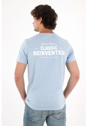 Tennis Camiseta Con Estampado En Espalda Azul Para Hombre
