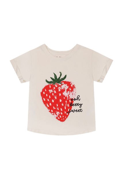Camiseta Con Estampado De Fresa Para Niña
