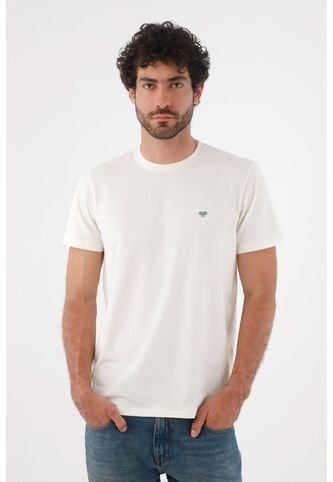 Tennis Camiseta Para Hombre En Algodón Marfil Corte Regular Con Bordado Tennis