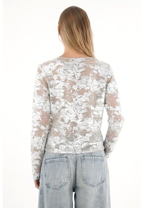 Camiseta Con Efecto Metalizado Manga Larga Para Mujer
