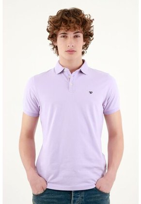 Polo Morada  Lycra-Algodón Para Hombre