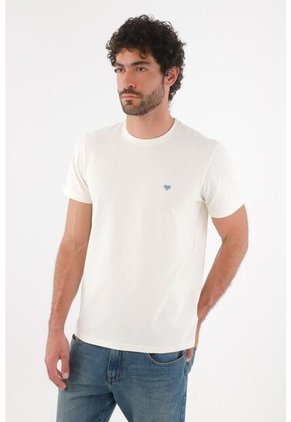 Tennis Camiseta Para Hombre En Algodón Marfil Corte Regular Con Bordado