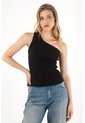 Tennis Camiseta De Un Solo Hombro Negra Para Mujer de Tennis