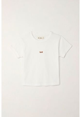 Camiseta Básica Estampada Blanca Para Niña Tennis