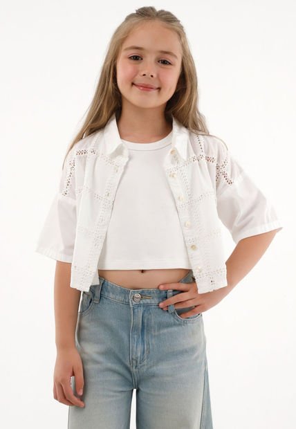 Camisa Con Diseño A Cuadros Crudo Para Niña