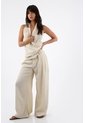 Tennis Camisa Sin Mangas Para Mujer En Poliéster Beige Fit Relajado Con Escote Halter Drapeado de Tennis