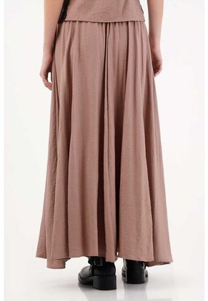 Tennis Falda Larga Satinada Café Para Mujer