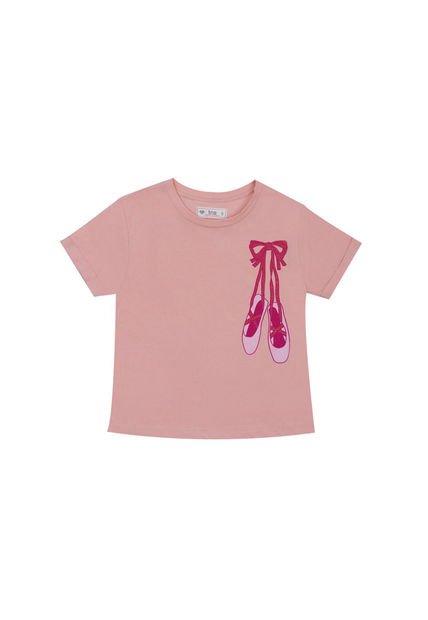 Camiseta Con Estampado Ballet Rosada Para Niña