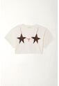 Camiseta Boxy Fit Estampada Crudo Para Mujer de Tennis