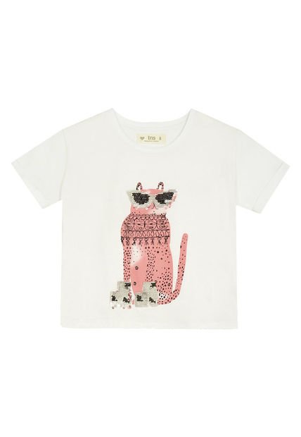 Camiseta Blanca Manga Corta Para Niña