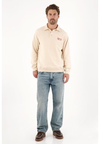 Tennis Buzo Tipo Polo Con Mini Estampado Crudo Para Hombre Tennis