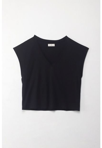 Camiseta Manga Sisa Negra Para Mujer