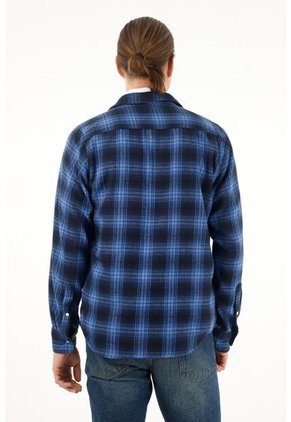 Tennis Camisa Leñadora A Cuadros Azul Para Hombre