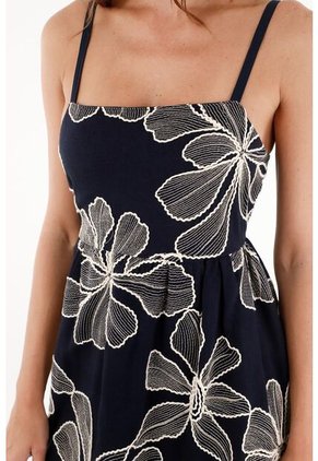 Vestido Azul Con Detalles Bordados Para Mujer