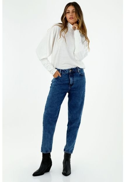 Jean De Mujer Tipo Mom Fit Tiro Alto Tono Medio