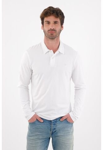 Tennis Polo Manga Larga Blanca Para Hombre Tennis