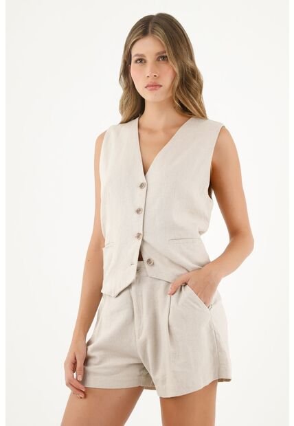 Bermuda Crudo Corta En Lino Para Mujer