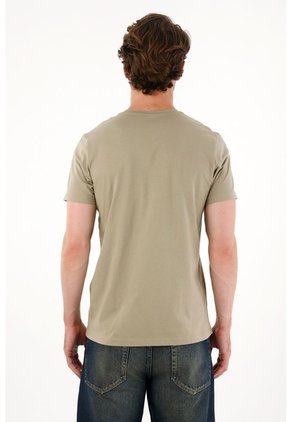 Tennis Camiseta Manga Corta Con Raqueta Bordada Verde Para Hombre