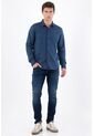 Tennis Camisa Manga Larga Regular Fit Con Micro Estampado En Algodón Azul Para Hombre de Tennis
