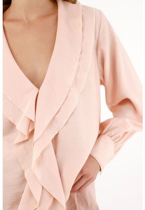 Tennis Camisa Con Escote En V Y Boleros Crudo Con Cuello Estructurado Para Mujer
