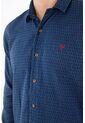Tennis Camisa Manga Larga Regular Fit Con Micro Estampado En Algodón Azul Para Hombre de Tennis