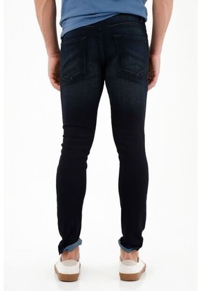 Tennis Jean Super Skinny Tiro Medio Azul Para Hombre