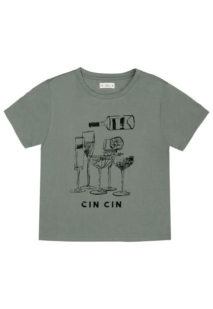 Camiseta Gris Manga Corta Para Mujer