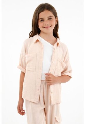 Camisa Crudo De Botones Para Niña