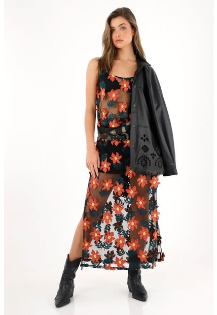 Tennis Camisa Manga Sisa Con Apliques De Flores 3D Para Mujer