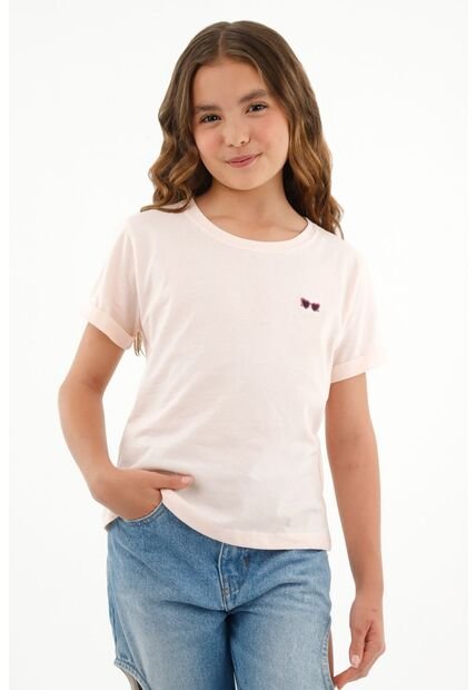 Camiseta Rosada Manga Corta Para Niña