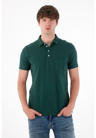 Camiseta Polo Manga Corta Verde Para Hombre Tennis