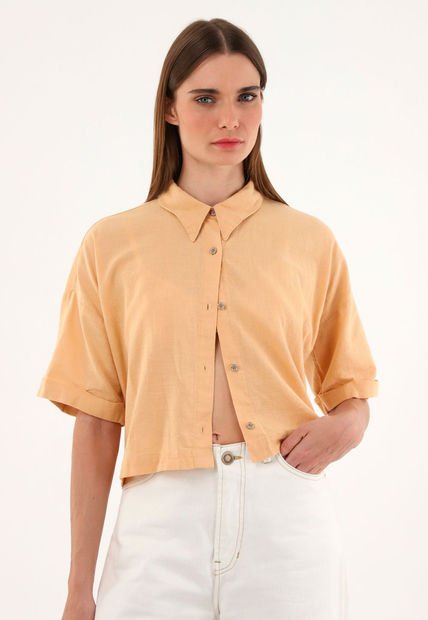 Camisa Manga Corta Naranja Para Mujer