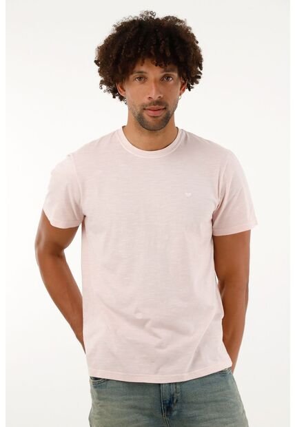 Camiseta Manga Corta Rosada Para Hombre