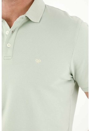 Tennis Polo En Tela Piqué Lycra Verde Con Diseño Limpio Para Hombre Con Detalle único
