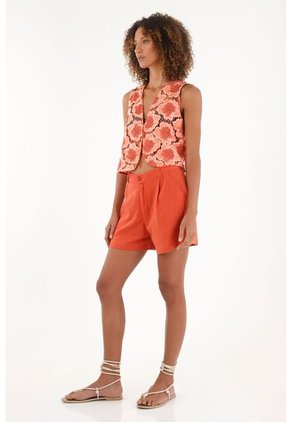 Tennis Bermuda Naranja De Tela Fluida Para Mujer