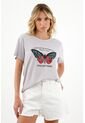 Camiseta Gris Con Estampado De Mariposa Para Mujer de Tennis