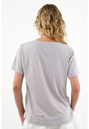 Camiseta Gris Con Estampado De Mariposa Para Mujer
