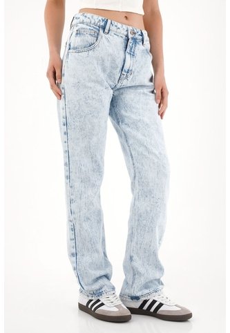 Tennis Jean Recto Tiro Alto Efecto Craquelado Para Mujer Tennis