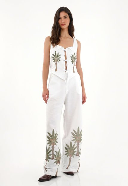 Chaleco Con Ajuste De Sesgos Blanco Para Mujer