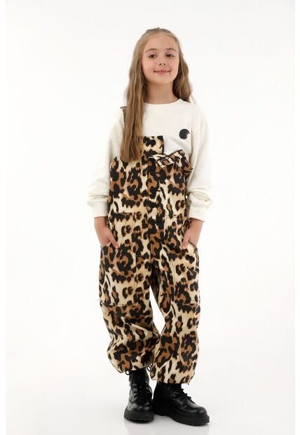 Overall Con Estampado Animal Print Para Niña