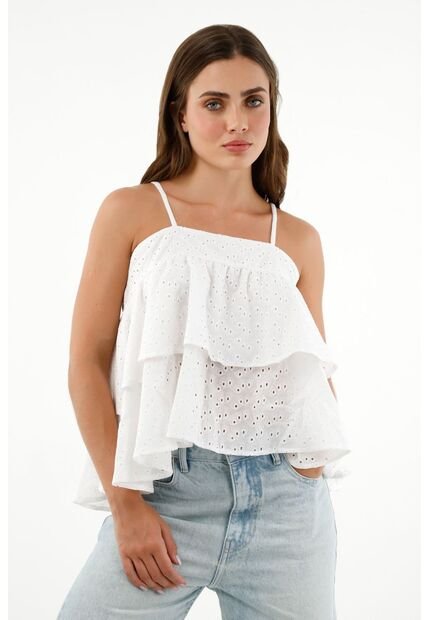 Tennis Camisa Crudo En Ojalillo Para Mujer