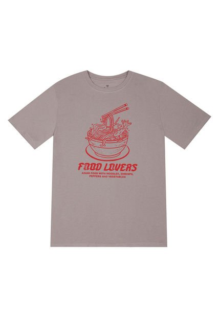 Camiseta Gris Con Estampado Frontal Para Hombre