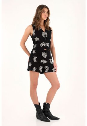 Tennis Bermuda Corta Con Brillos Y Bordados Para Mujer