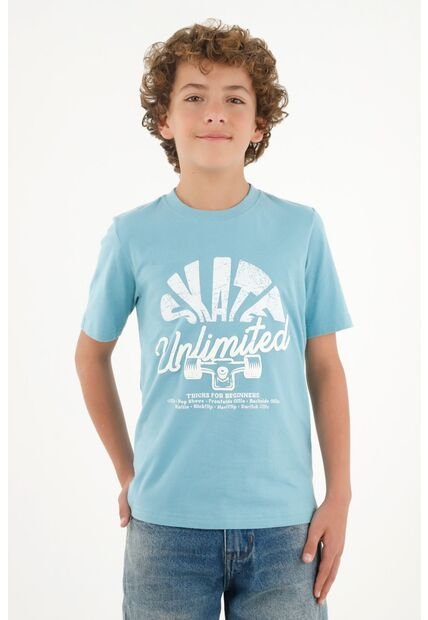 Camiseta Azul Estampada Para Niño